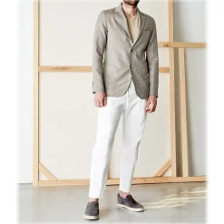 Cruna - Chelsea Linen Jacket - 556 - Terra - Handmade in Italy - Luxury High Quality Jacket - Avvenice