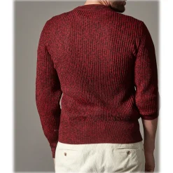 Cruna - Crewneck Sweater in Wool - 499 - Red - Handmade in Italy - Luxury High Quality Sweater - Avvenice