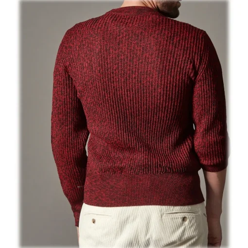 Cruna - Crewneck Sweater in Wool - 499 - Red - Handmade in Italy - Luxury High Quality Sweater - Avvenice
