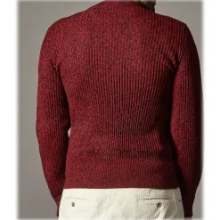 Cruna - Crewneck Sweater in Wool - 499 - Red - Handmade in Italy - Luxury High Quality Sweater - Avvenice