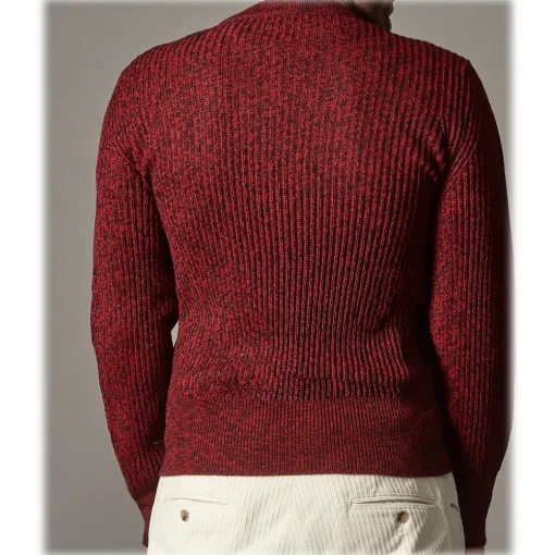 Cruna - Crewneck Sweater in Wool - 499 - Red - Handmade in Italy - Luxury High Quality Sweater - Avvenice