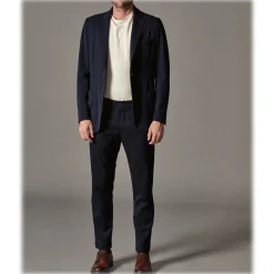 Cruna - Marais Trousers in Tech Wool - 648 - Night Blue - Handmade in Italy - Luxury High Quality Pants - Avvenice^ Trousers