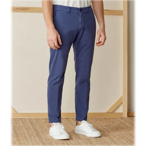 Cruna - Marais Trousers in Cotton - 510 - Blue - Handmade in Italy - Luxury High Quality Pants - Avvenice^ Trousers