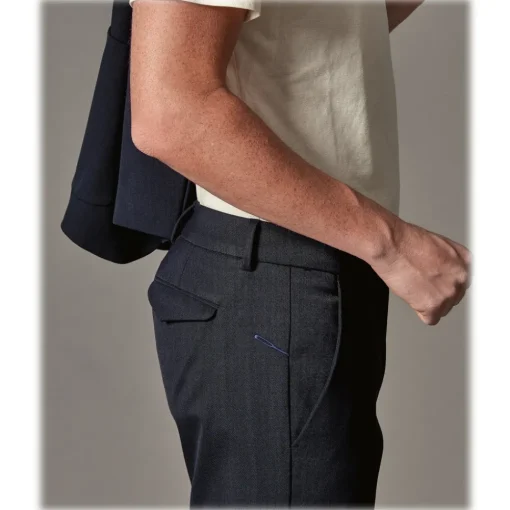 Cruna - Marais Trousers in Tech Wool - 648 - Night Blue - Handmade in Italy - Luxury High Quality Pants - Avvenice^ Trousers