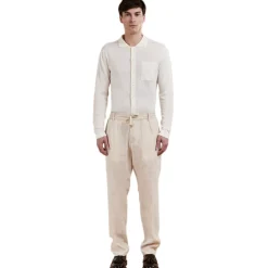 Cruna - Mitte Trousers - 1510 - Ecru - Handmade in Italy - Luxury High Quality Collection - Avvenice