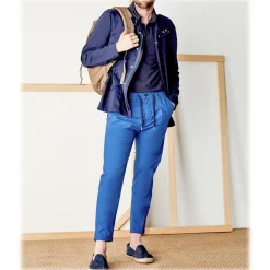 Cruna - Mitte Trousers in Cotton - 511 - Royal - Handmade in Italy - Luxury High Quality Pants - Avvenice^ Trousers
