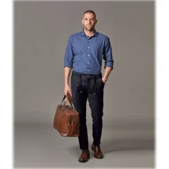 Cruna - Mitte Trousers in Wool Flannel - 628 - Night Blue - Handmade in Italy - Luxury High Quality Pants - Avvenice^ Trousers