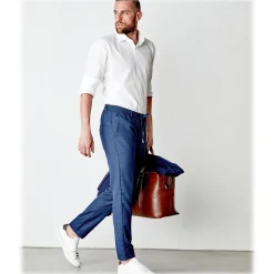 Cruna - Mitte Trousers in Fresh Wool - 562 - Navy - Handmade in Italy - Luxury High Quality Pants - Avvenice^ Trousers