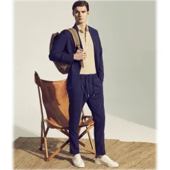 Cruna - Mitte Trousers in Fresh Wool - 560 - Navy - Handmade in Italy - Luxury High Quality Pants - Avvenice^ Trousers