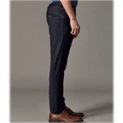 Cruna - Mitte Trousers in Wool Flannel - 628 - Night Blue - Handmade in Italy - Luxury High Quality Pants - Avvenice^ Trousers