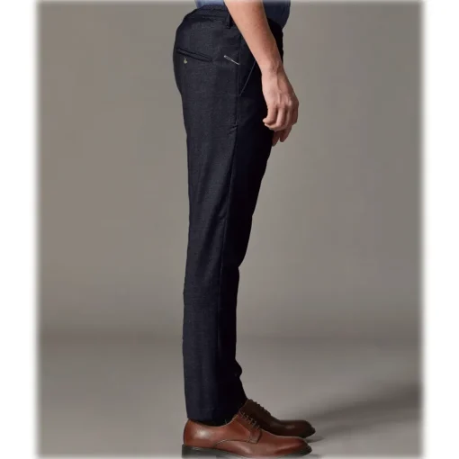 Cruna - Mitte Trousers in Wool Flannel - 628 - Night Blue - Handmade in Italy - Luxury High Quality Pants - Avvenice^ Trousers