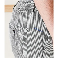 Cruna - Mitte Trousers in Linen Seersucker - 567 - Navy - Handmade in Italy - Luxury High Quality Pants - Avvenice