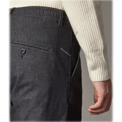 Cruna - Mitte Trousers in Corduroy - 615 - Night Blue - Handmade in Italy - Luxury High Quality Pants - Avvenice