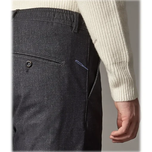 Cruna - Mitte Trousers in Corduroy - 615 - Night Blue - Handmade in Italy - Luxury High Quality Pants - Avvenice