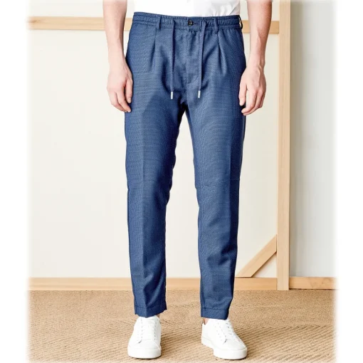 Cruna - Mitte Trousers in Fresh Wool - 562 - Navy - Handmade in Italy - Luxury High Quality Pants - Avvenice^ Trousers