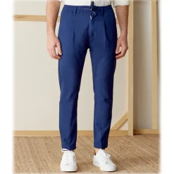 Cruna - Mitte Trousers in Fresh Wool - 560 - Navy - Handmade in Italy - Luxury High Quality Pants - Avvenice^ Trousers