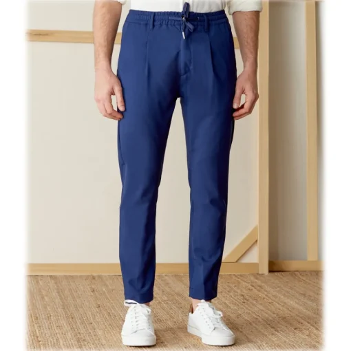 Cruna - Mitte Trousers in Fresh Wool - 560 - Navy - Handmade in Italy - Luxury High Quality Pants - Avvenice^ Trousers