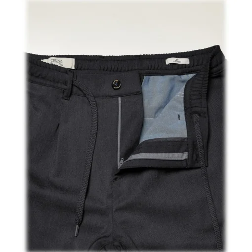 Cruna - Mitte Trousers in Wool Flannel - 628 - Night Blue - Handmade in Italy - Luxury High Quality Pants - Avvenice^ Trousers