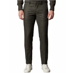 Cruna - New Town Trousers in Pied-de-Poule Wool - 482 - Forest Green - Handmade in Italy - Luxury High Quality Pants - Avvenice^ Trousers