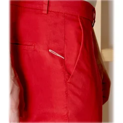 Cruna - New Town Trousers in Cotton - 520 - Red - Handmade in Italy - Luxury High Quality Pants - Avvenice^ Trousers