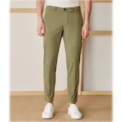 Cruna - New Town Trousers in Cotton - 522 - Army - Handmade in Italy - Luxury High Quality Pants - Avvenice^ Trousers