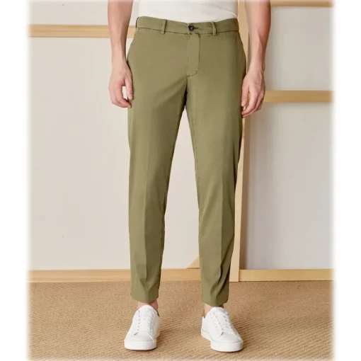Cruna - New Town Trousers in Cotton - 522 - Army - Handmade in Italy - Luxury High Quality Pants - Avvenice^ Trousers