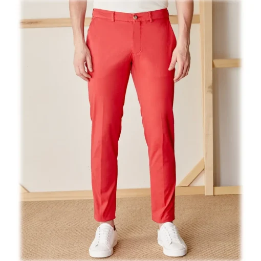 Cruna - New Town Trousers in Cotton - 520 - Red - Handmade in Italy - Luxury High Quality Pants - Avvenice^ Trousers