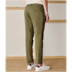 Cruna - New Town Trousers in Cotton - 522 - Army - Handmade in Italy - Luxury High Quality Pants - Avvenice^ Trousers