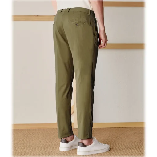 Cruna - New Town Trousers in Cotton - 522 - Army - Handmade in Italy - Luxury High Quality Pants - Avvenice^ Trousers