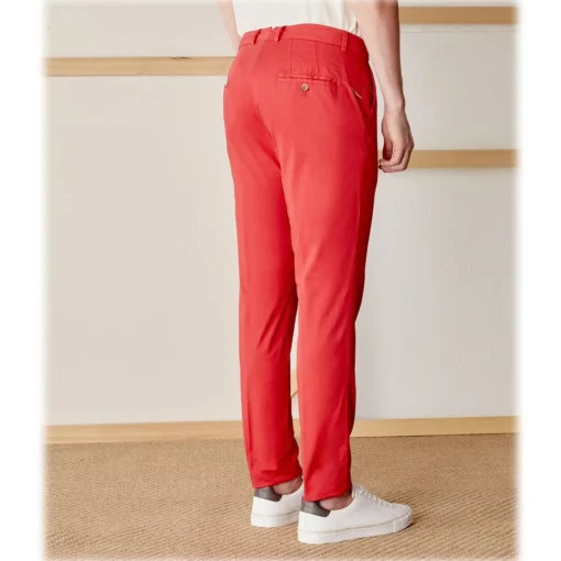 Cruna - New Town Trousers in Cotton - 520 - Red - Handmade in Italy - Luxury High Quality Pants - Avvenice^ Trousers