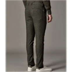 Cruna - New Town Trousers in Pied-de-Poule Wool - 482 - Forest Green - Handmade in Italy - Luxury High Quality Pants - Avvenice^ Trousers