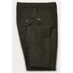 Cruna - New Town Trousers in Pied-de-Poule Wool - 482 - Forest Green - Handmade in Italy - Luxury High Quality Pants - Avvenice^ Trousers