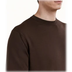 Cruna - Nizza Knitted T-Shirt - 1531 - Dark Brown - Handmade in Italy - Luxury High Quality Collection - Avvenice^ T-shirt