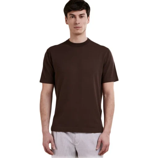 Cruna - Nizza Knitted T-Shirt - 1531 - Dark Brown - Handmade in Italy - Luxury High Quality Collection - Avvenice^ T-shirt
