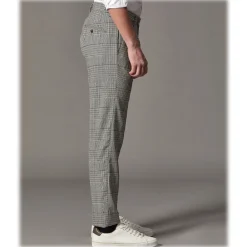 Cruna - Raval Prince of Wales Wool Trousers - 474 - Anthracite - Handmade in Italy - Luxury High Quality Pants - Avvenice