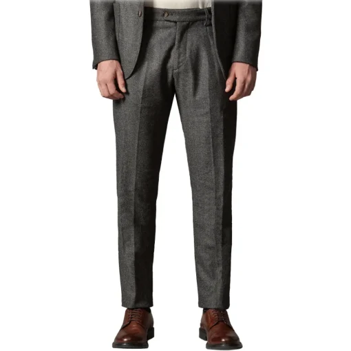Cruna - Raval Trousers in Herringbone Wool - 478 - Grey - Handmade in Italy - Luxury High Quality Pants - Avvenice^ Trousers