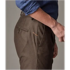 Cruna - Raval Trousers in Wool Flannel - 628 - Coffee Brown - Handmade in Italy - Luxury High Quality Pants - Avvenice^ Trousers