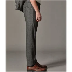 Cruna - Raval Trousers in Herringbone Wool - 478 - Grey - Handmade in Italy - Luxury High Quality Pants - Avvenice^ Trousers