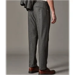 Cruna - Raval Trousers in Herringbone Wool - 478 - Grey - Handmade in Italy - Luxury High Quality Pants - Avvenice^ Trousers