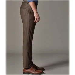 Cruna - Raval Trousers in Wool Flannel - 628 - Coffee Brown - Handmade in Italy - Luxury High Quality Pants - Avvenice^ Trousers