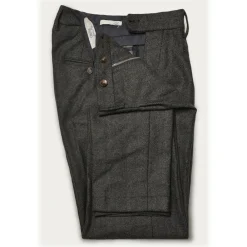 Cruna - Raval Trousers in Herringbone Wool - 478 - Grey - Handmade in Italy - Luxury High Quality Pants - Avvenice^ Trousers