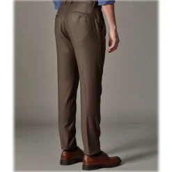 Cruna - Raval Trousers in Wool Flannel - 628 - Coffee Brown - Handmade in Italy - Luxury High Quality Pants - Avvenice^ Trousers