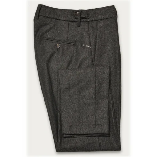Cruna - Raval Trousers in Herringbone Wool - 478 - Grey - Handmade in Italy - Luxury High Quality Pants - Avvenice^ Trousers
