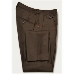 Cruna - Raval Trousers in Wool Flannel - 628 - Coffee Brown - Handmade in Italy - Luxury High Quality Pants - Avvenice^ Trousers