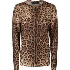 Dolce & Gabbana Dolce & Gabbana - Animalier Brown Cashmere Sweater - Dolce & Gabbana Exclusive Luxury Collection - Avvenice