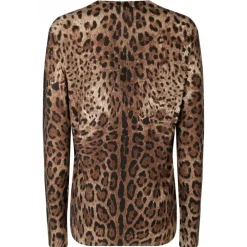 Dolce & Gabbana Dolce & Gabbana - Animalier Brown Cashmere Sweater - Dolce & Gabbana Exclusive Luxury Collection - Avvenice
