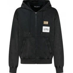 Dolce & Gabbana Dolce & Gabbana - Black and Multicolour Cotton Logo Patch Sweatshirt - Dolce & Gabbana Exclusive Luxury Collection - Avvenice^ Sweatshirts