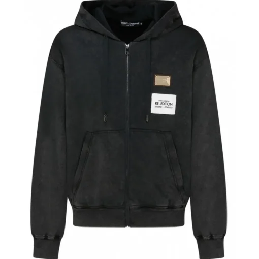 Dolce & Gabbana Dolce & Gabbana - Black and Multicolour Cotton Logo Patch Sweatshirt - Dolce & Gabbana Exclusive Luxury Collection - Avvenice^ Sweatshirts