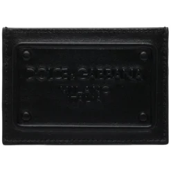 Dolce & Gabbana Dolce & Gabbana - Black Calf Leather Logo Plaque Cardholder - Dolce & Gabbana Exclusive Luxury Collection - Avvenice