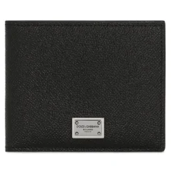 Dolce & Gabbana Dolce & Gabbana - Black and White Calf Leather Logo Print Wallet - Dolce & Gabbana Exclusive Luxury Collection - Avvenice